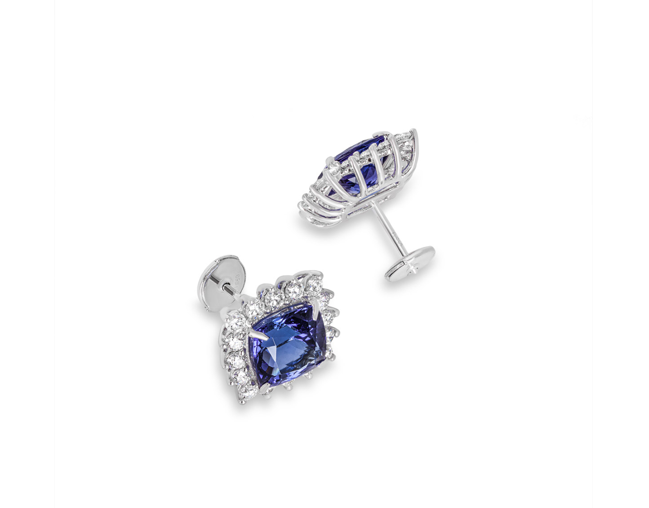 Platinum Set Diamond & Tanzanite Earrings