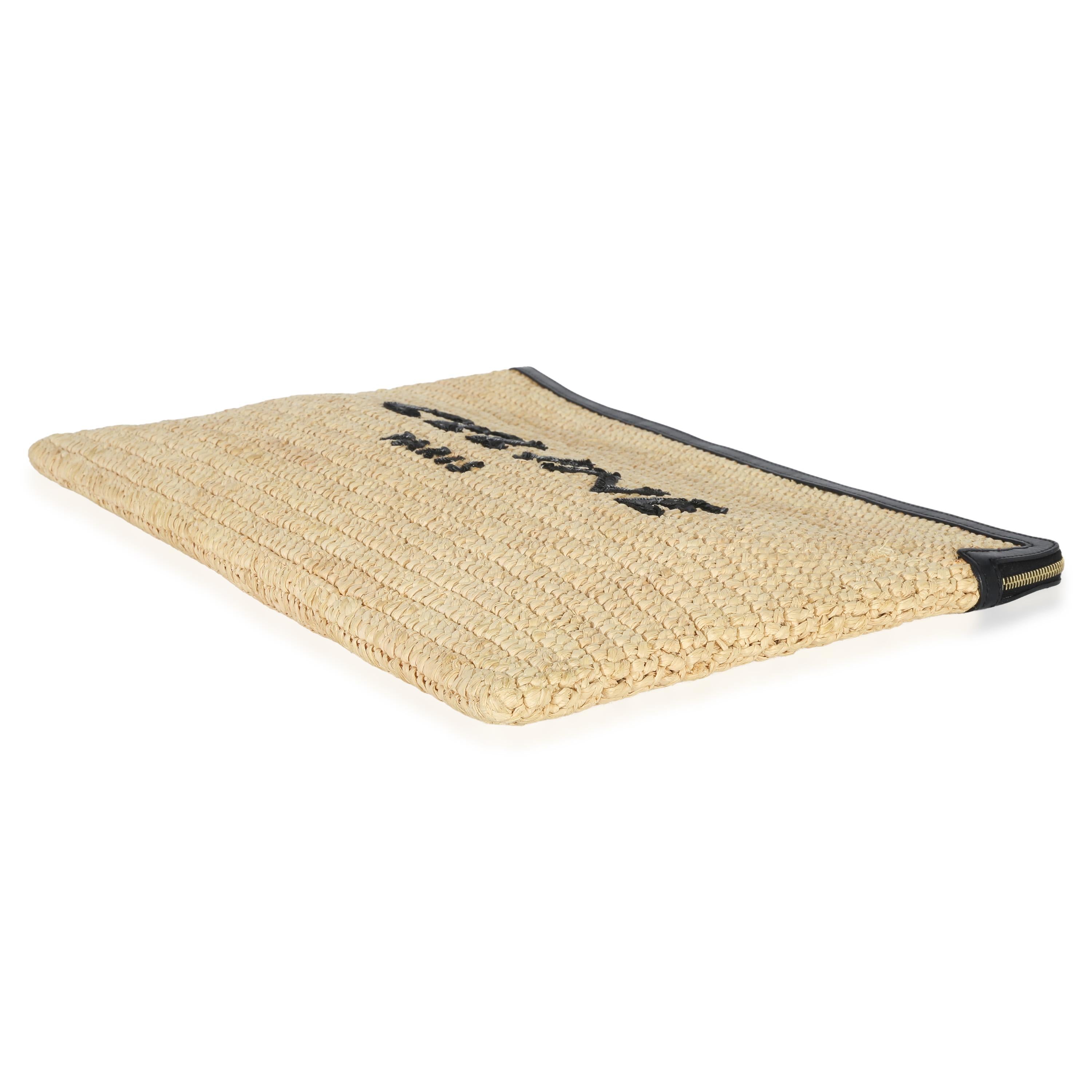 Celine  Raffia Sequin Logo Clutch