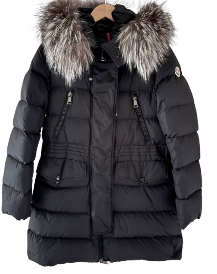 Moncler Black Fur Hooded Coat