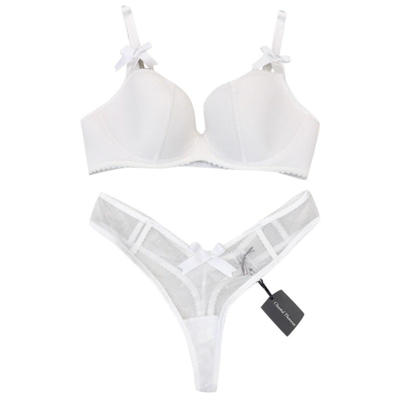 Chantal Thomass Paris White Riviera Pad Corset Bra & Thong Set