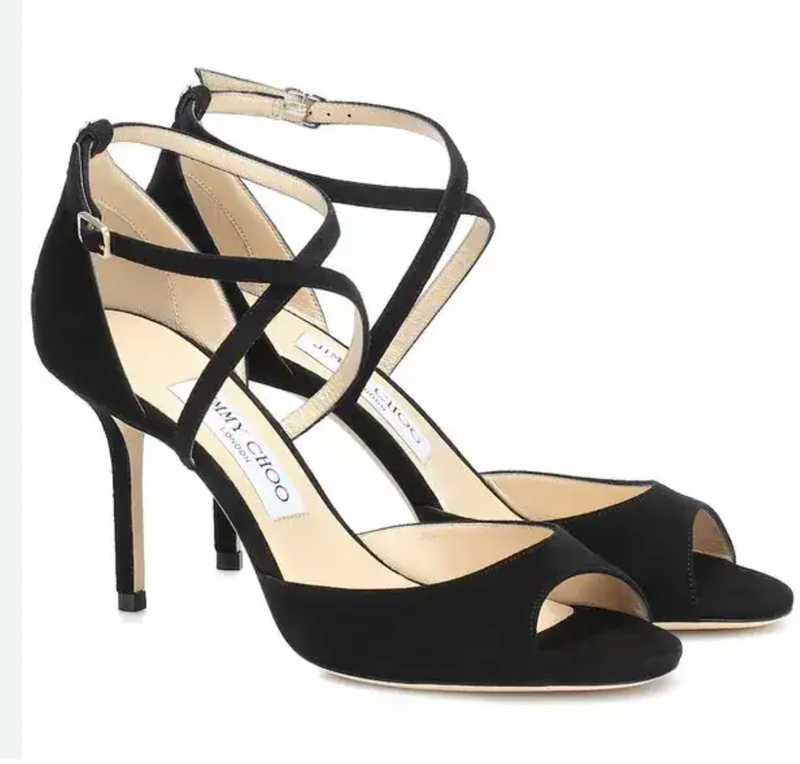 Jimmy Choo Black Suede Emsy 85 Sandals