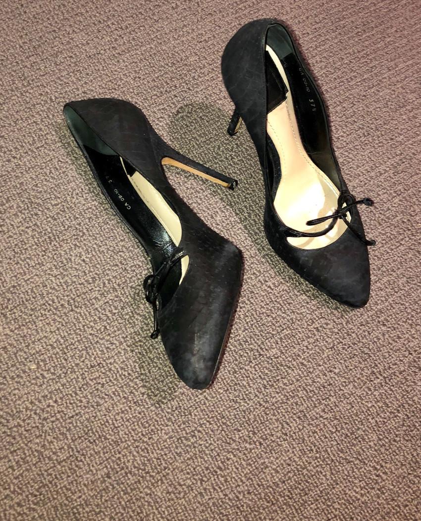 Christian Dior Black Embossed Leather Pumps