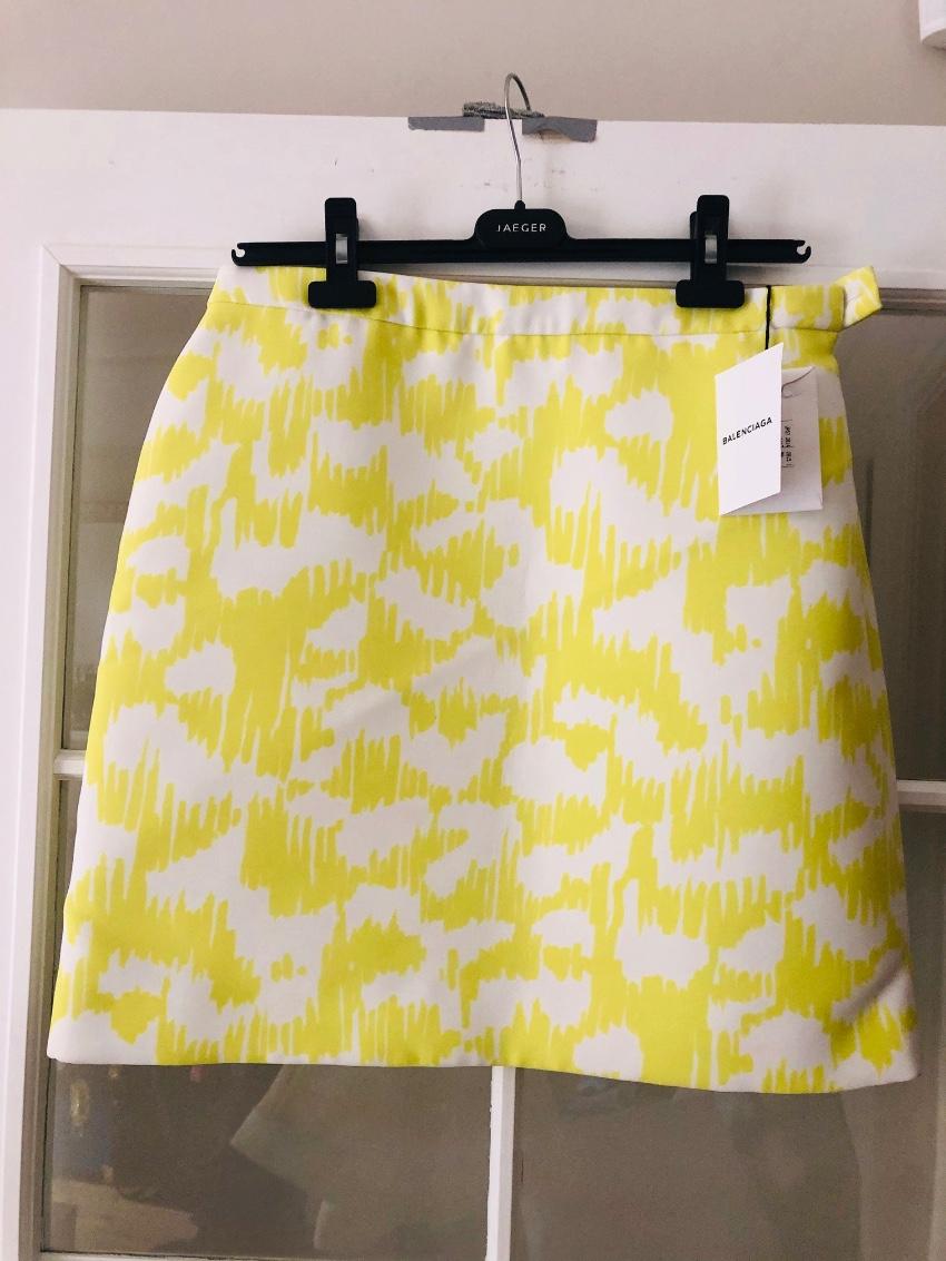Balenciaga Yellow and White Skirt and Jacket Set