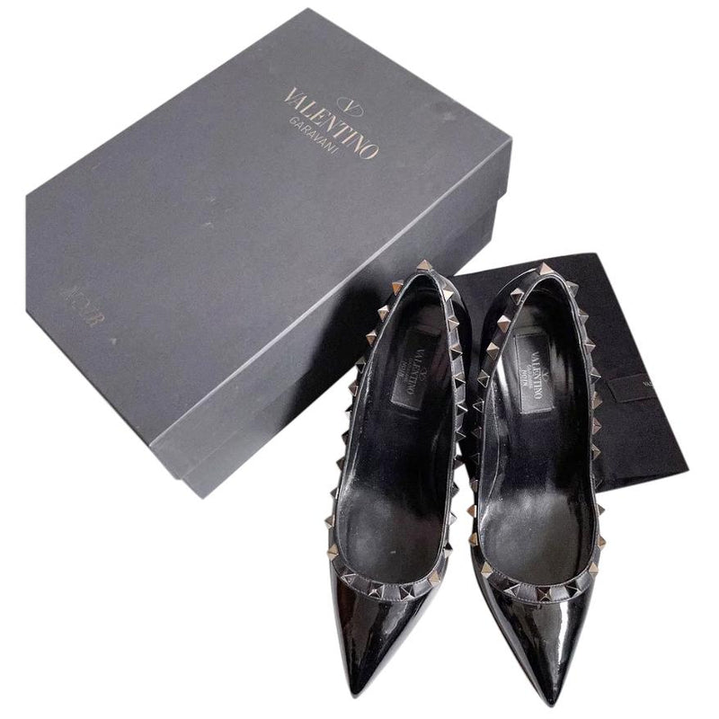 Valentino Rockstud Noir Patent Pumps