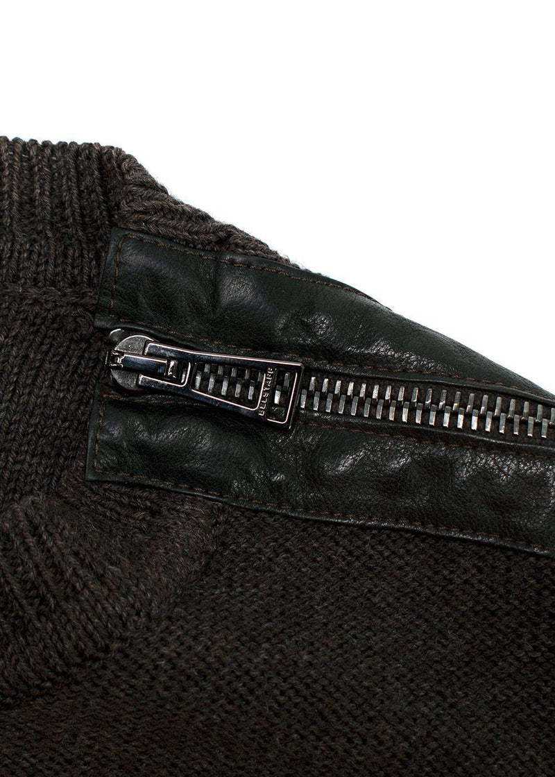 Belstaff Brown Zipped Shoulder Wool Jumper