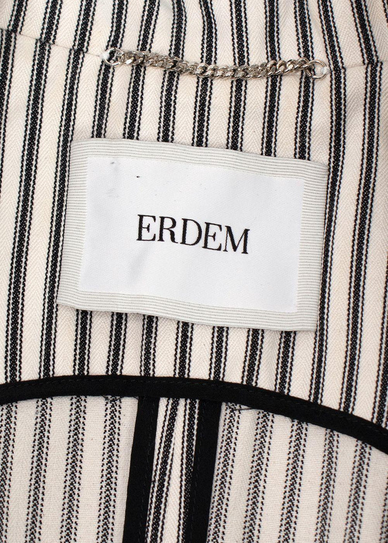Erdem Floral Embroidered Striped Longline Wrap Jacket