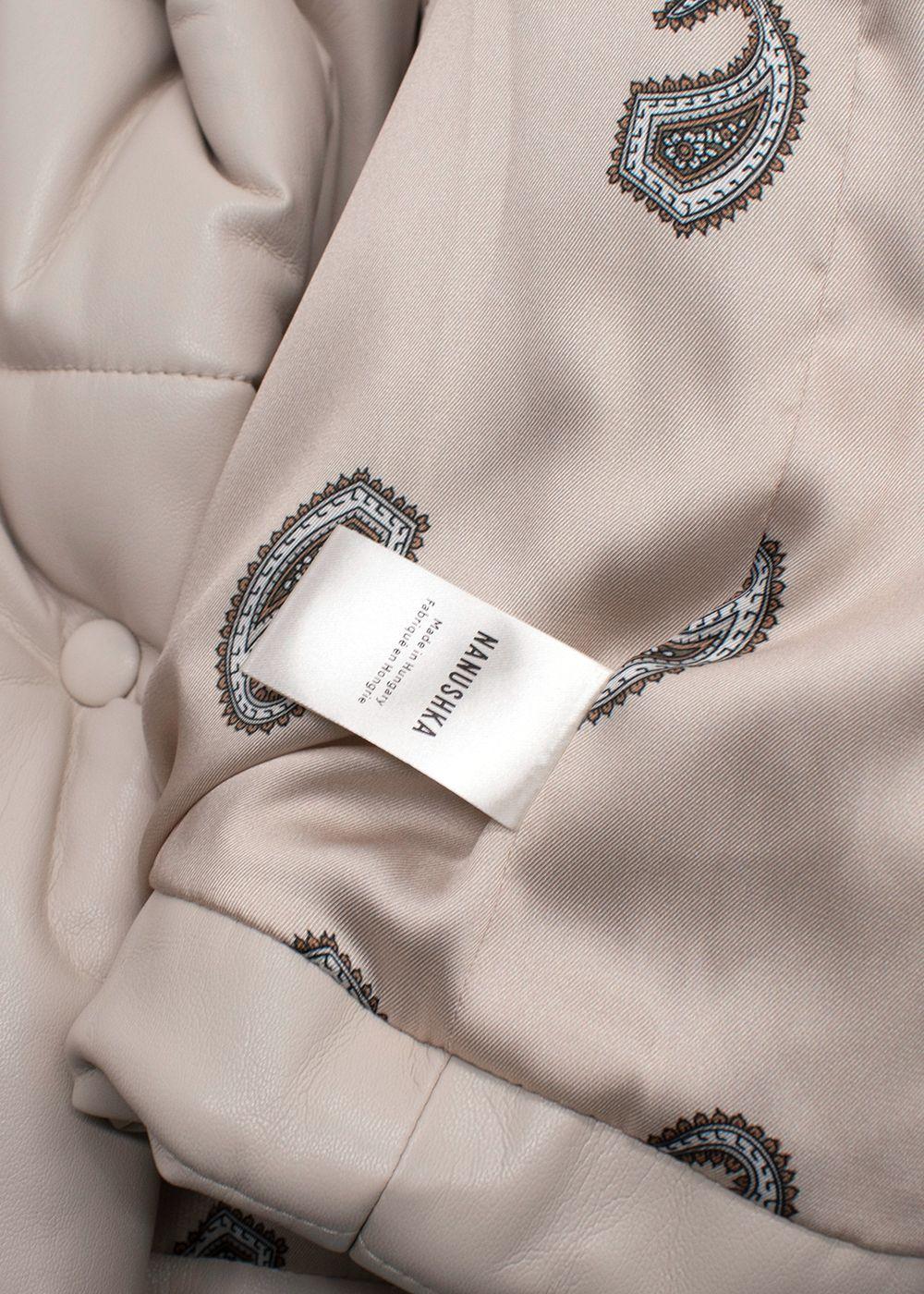 Nanushka Beige Hide Faux Leather Puffer Coat