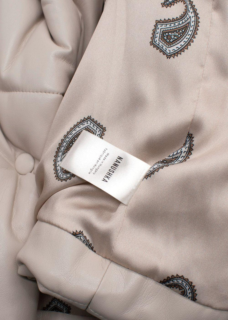 Nanushka Beige Hide Faux Leather Puffer Coat