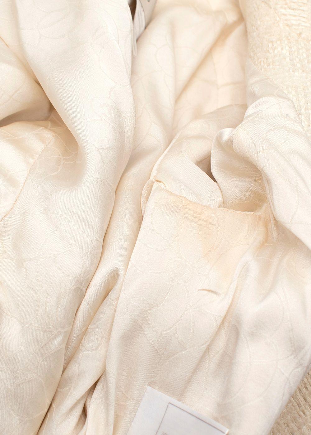 Chanel Cream 3/4 Length Sleeves Button Up Tweed Jacket
