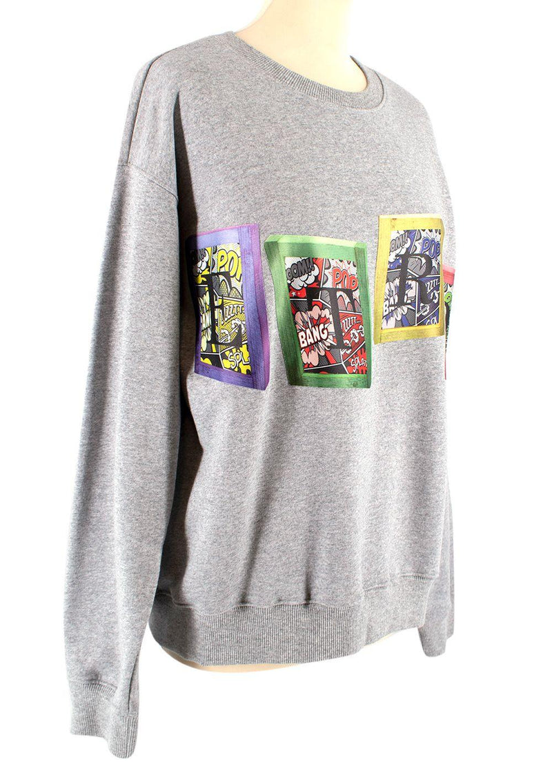 Grey Comic Print Sweatshirt