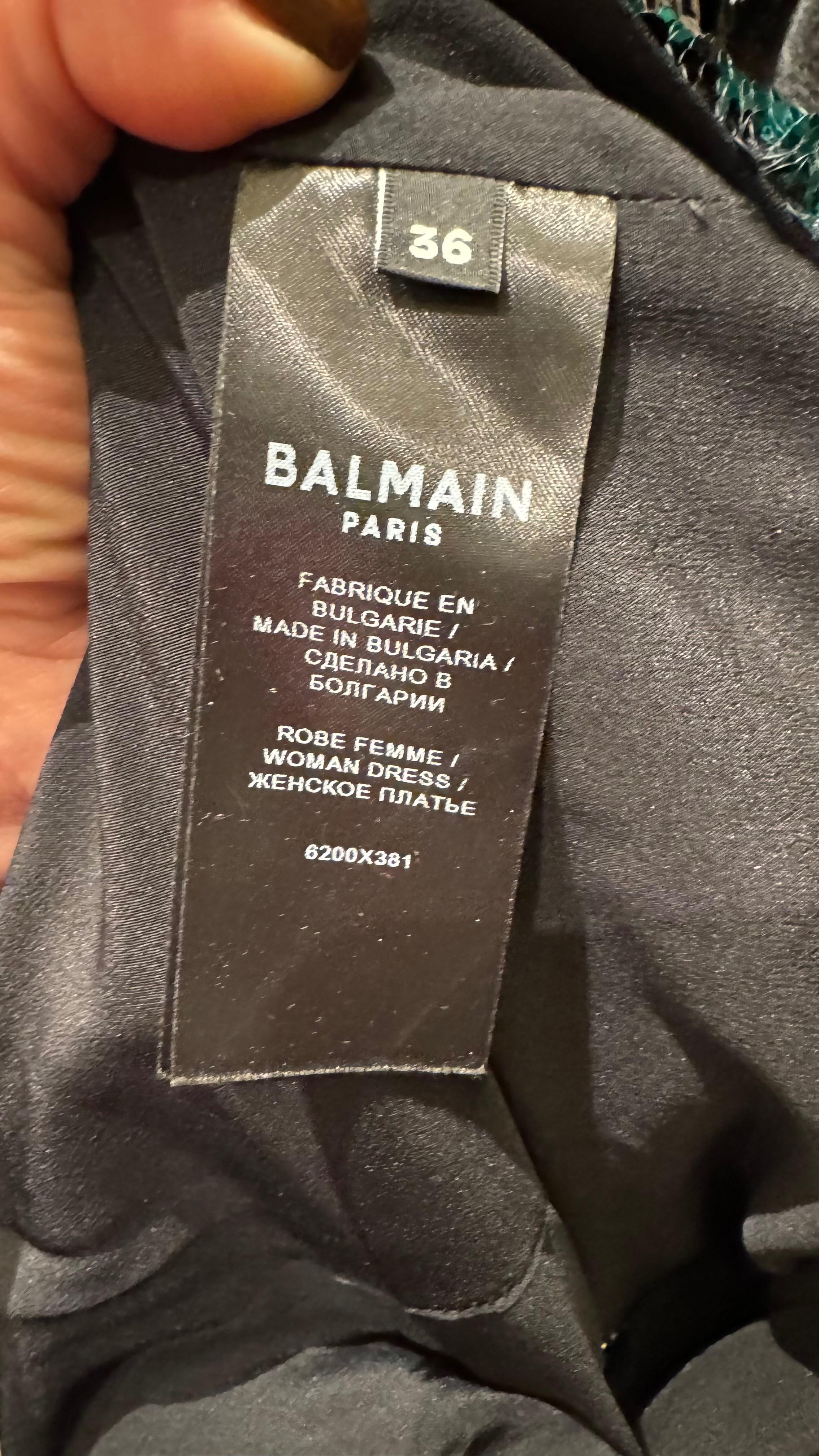 Balmain Green Sequin Mini Dress