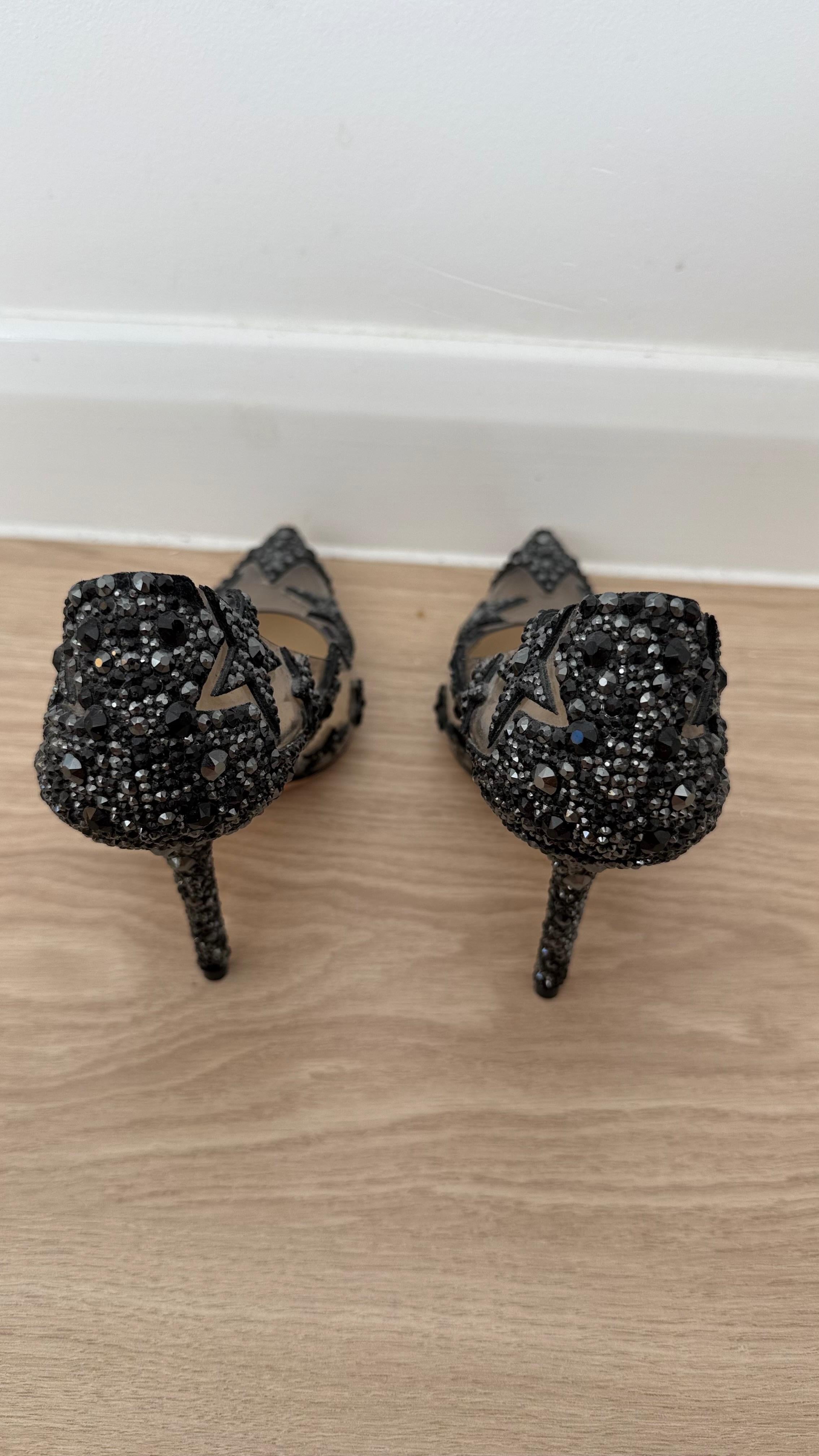 Jimmy Choo Embellished Plexi Heels