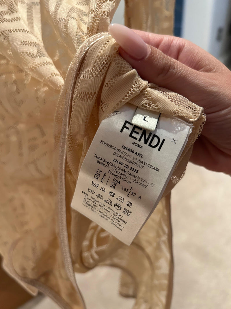 Beige FF Lace Bodysuit
