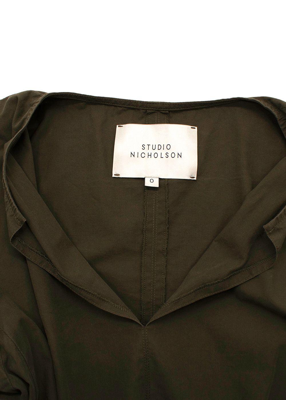 Studio Nicholson Cotton Poplin Olive Midi Dress
