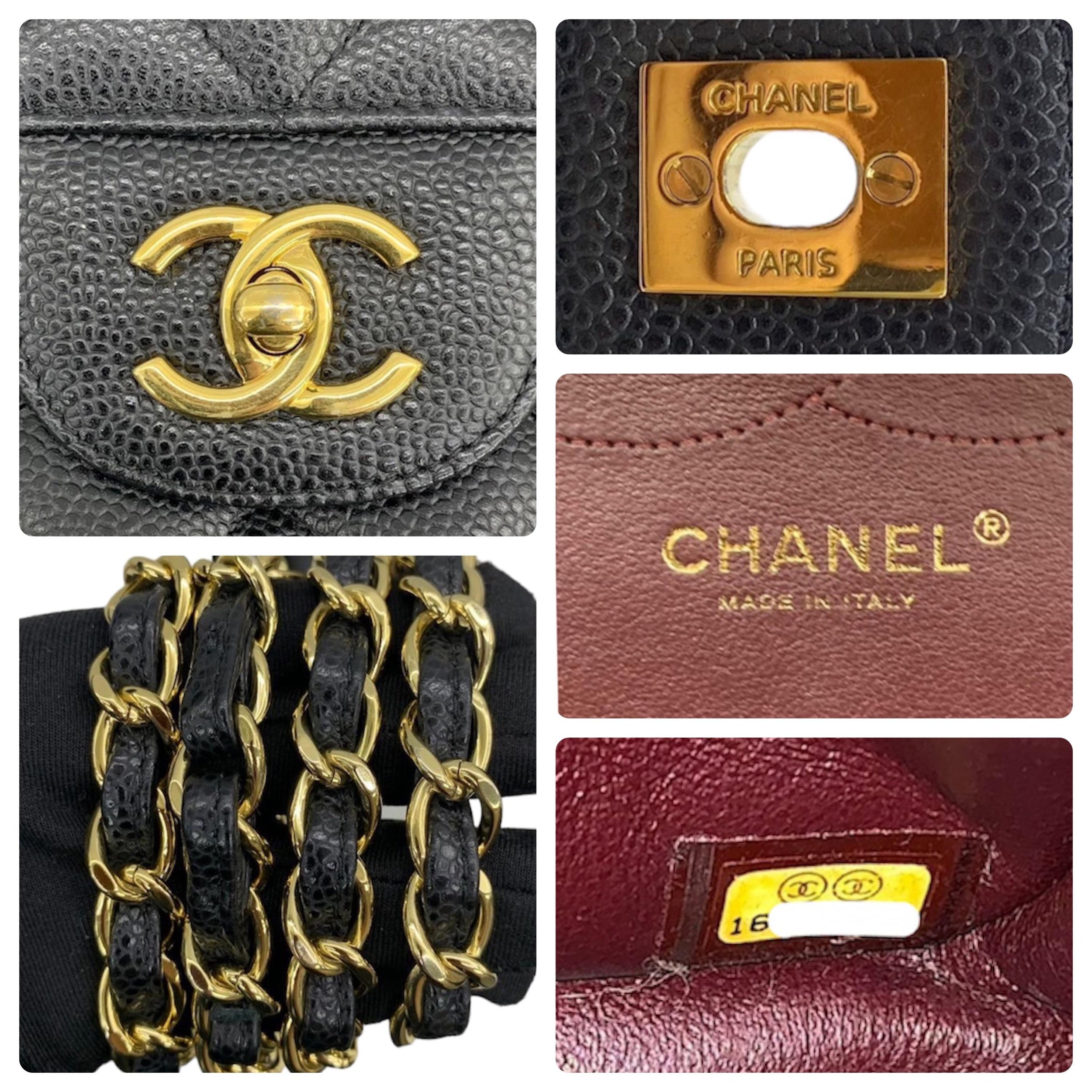 Chanel Black Caviar Leather Jumbo Double Flap Bag