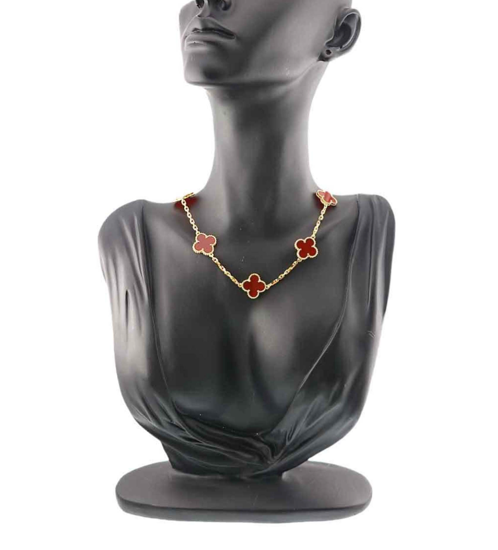 Van Cleef & Arpels Red Carnelian Vintage Alhambra Necklace