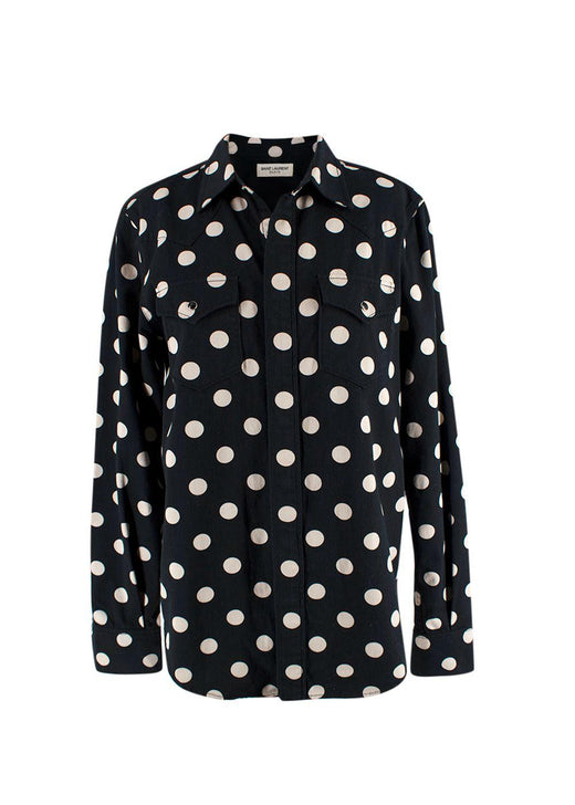 Saint Laurent Black Polka Dot Cotton Shirt Jacket