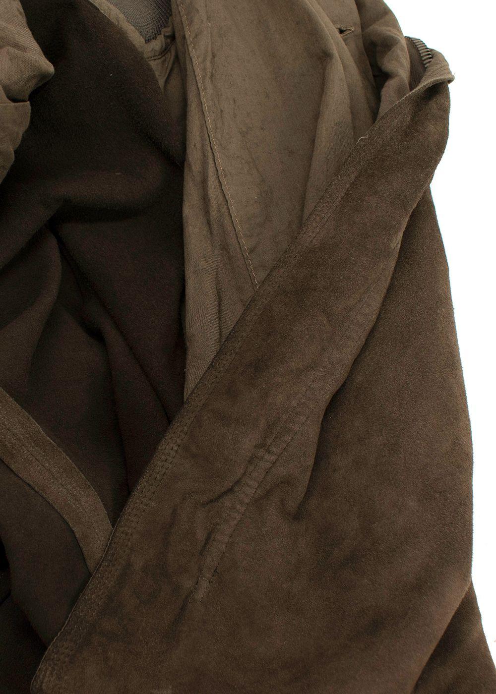 Rick Owens Khaki Suede Zip Jacket