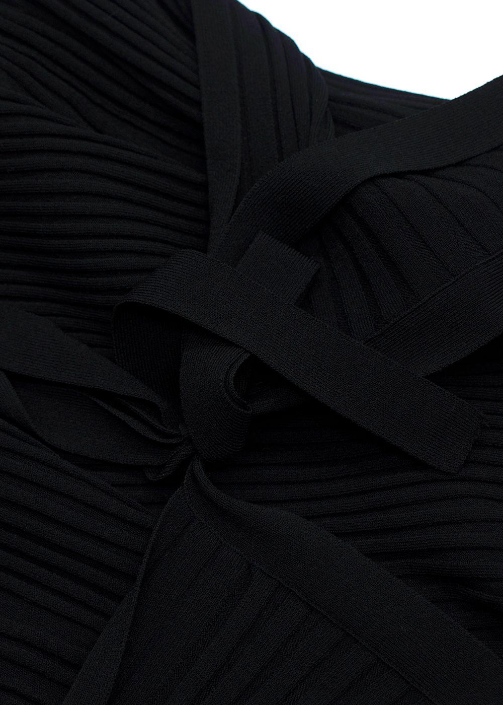 Helmut Lang Black Ribbed Bow Detail Backless Top