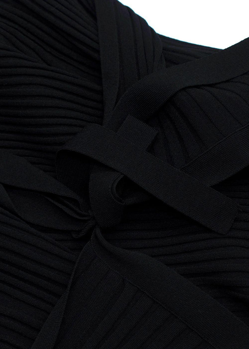 Helmut Lang Black Ribbed Bow Detail Backless Top