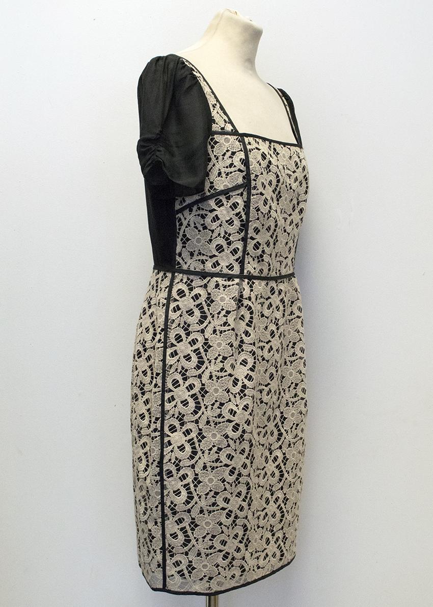 Hoss Intropia Black & Beige Short-Sleeve Lace Dress