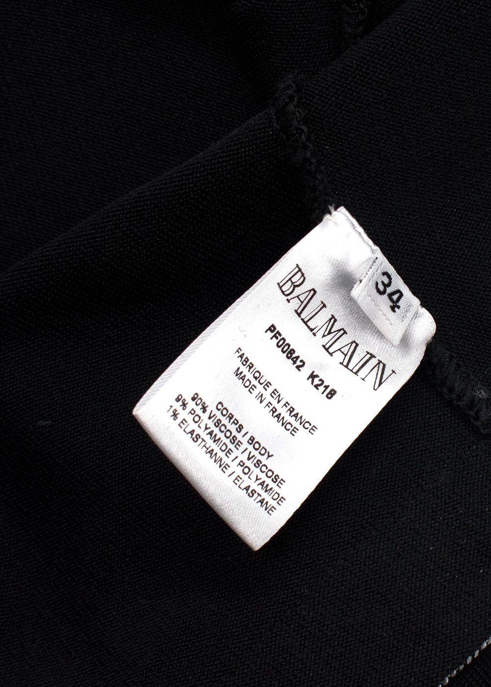 Balmain Black High Neck Cropped Logo Detail Top