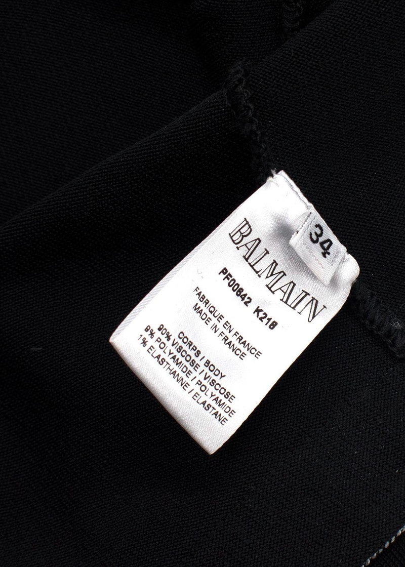 Balmain Black High Neck Cropped Logo Detail Top