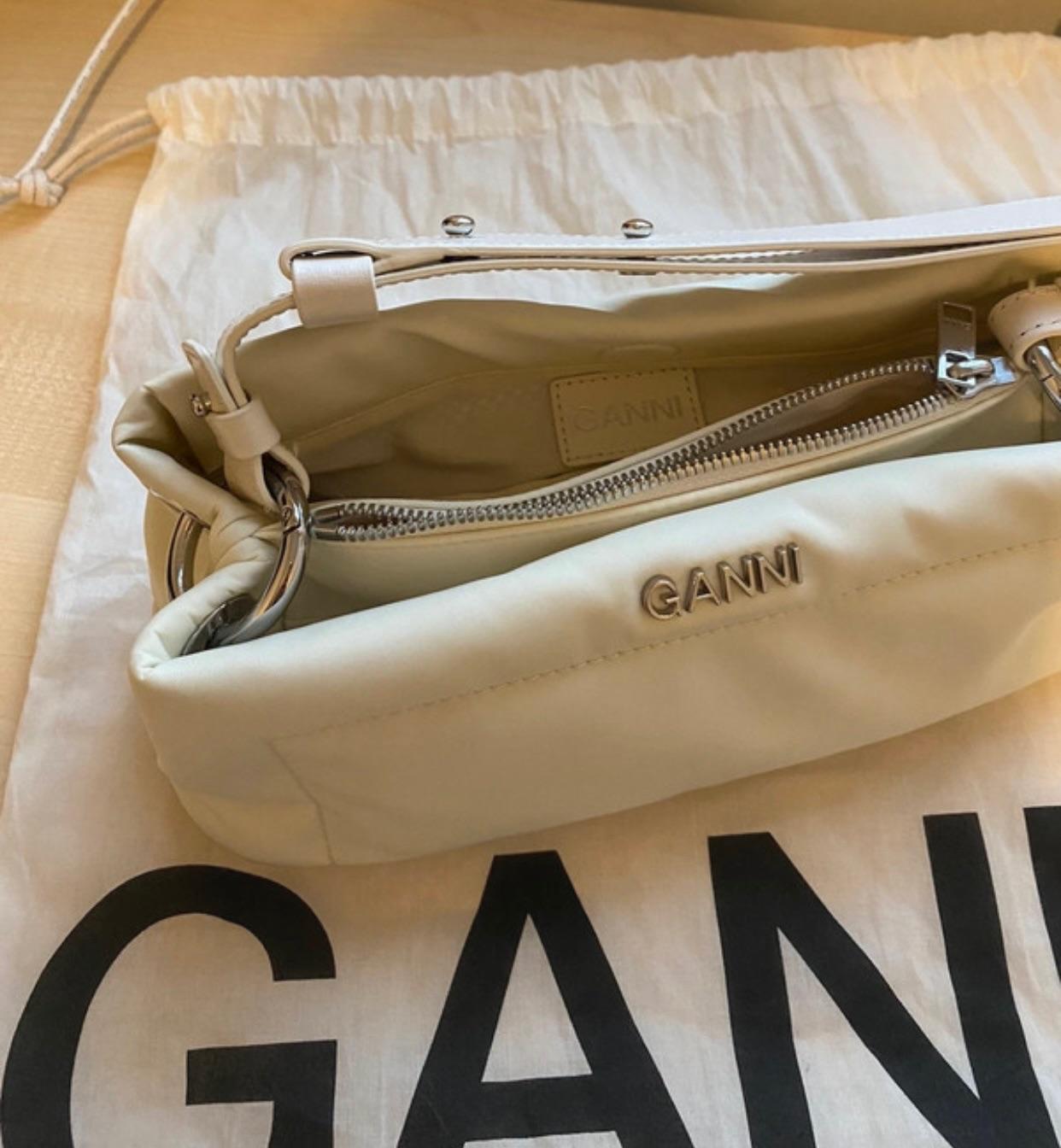 Ganni White Pillow Baguette Bag