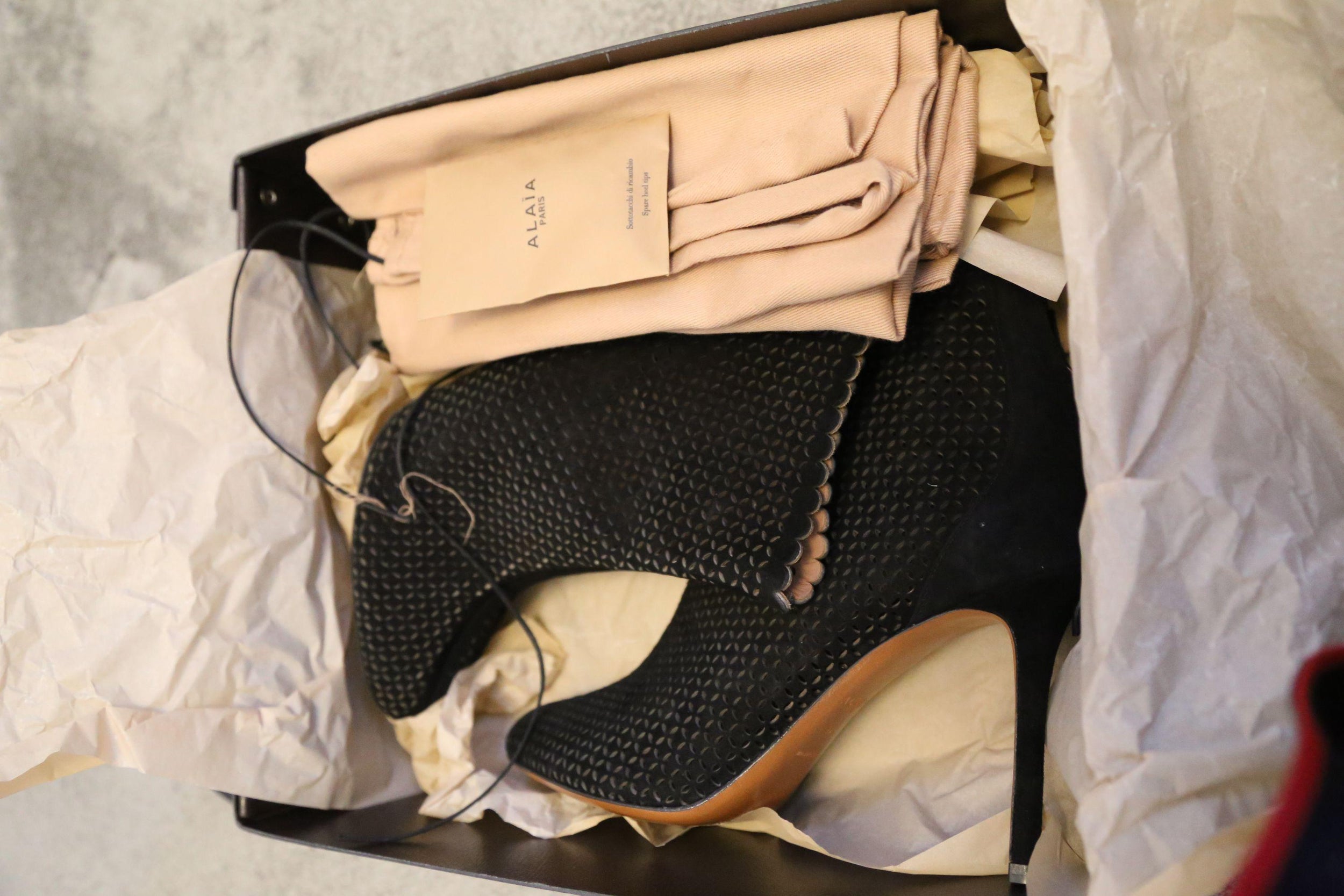 Black Suede Laser Cutout Ankle Boots