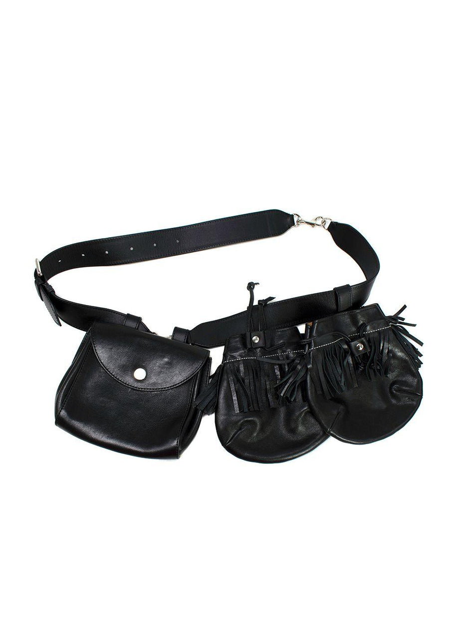 JW Anderson Black Leather Multi Pocket Cross Body Bag