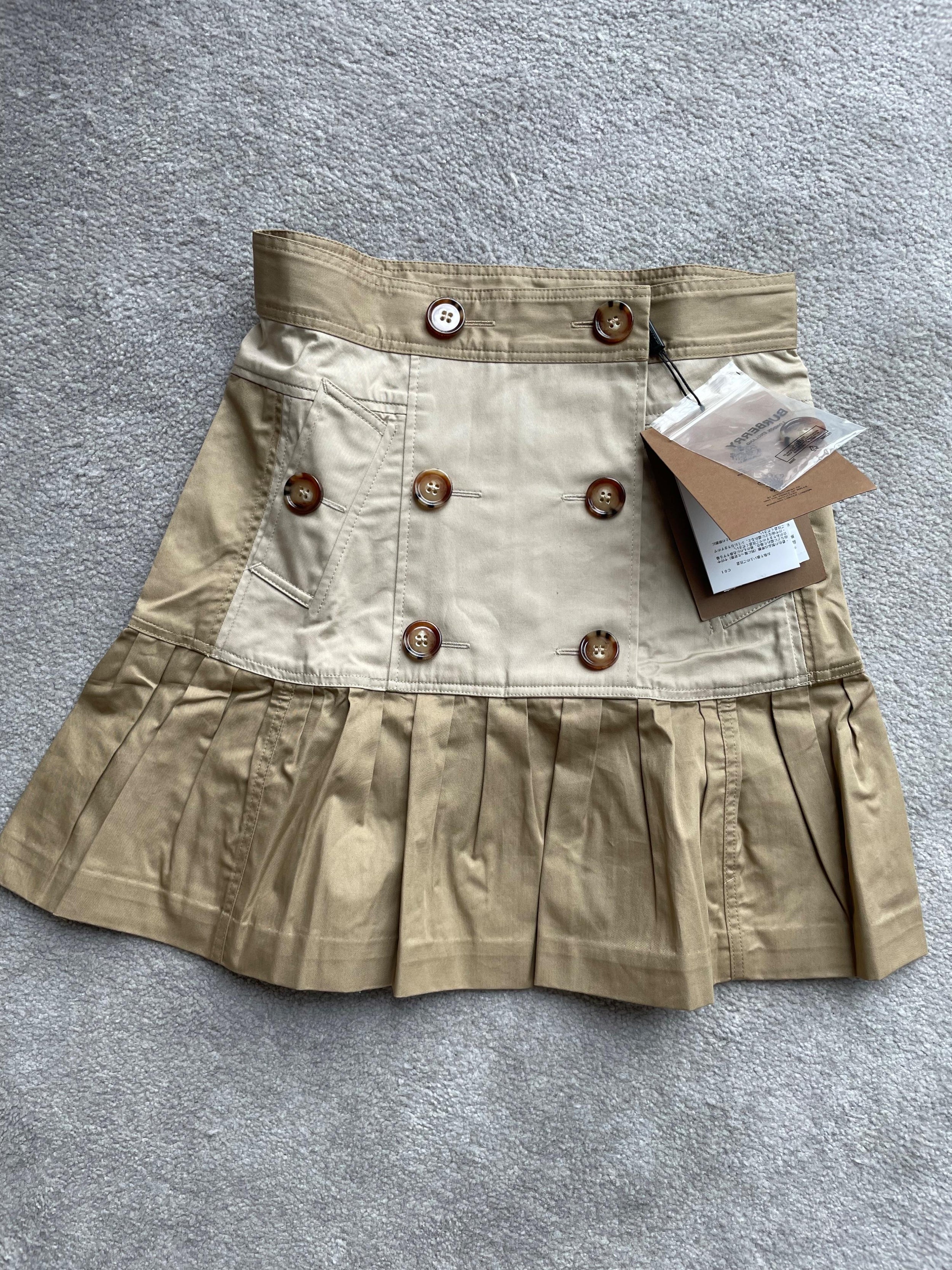 Honey cotton gabardine trench skirt