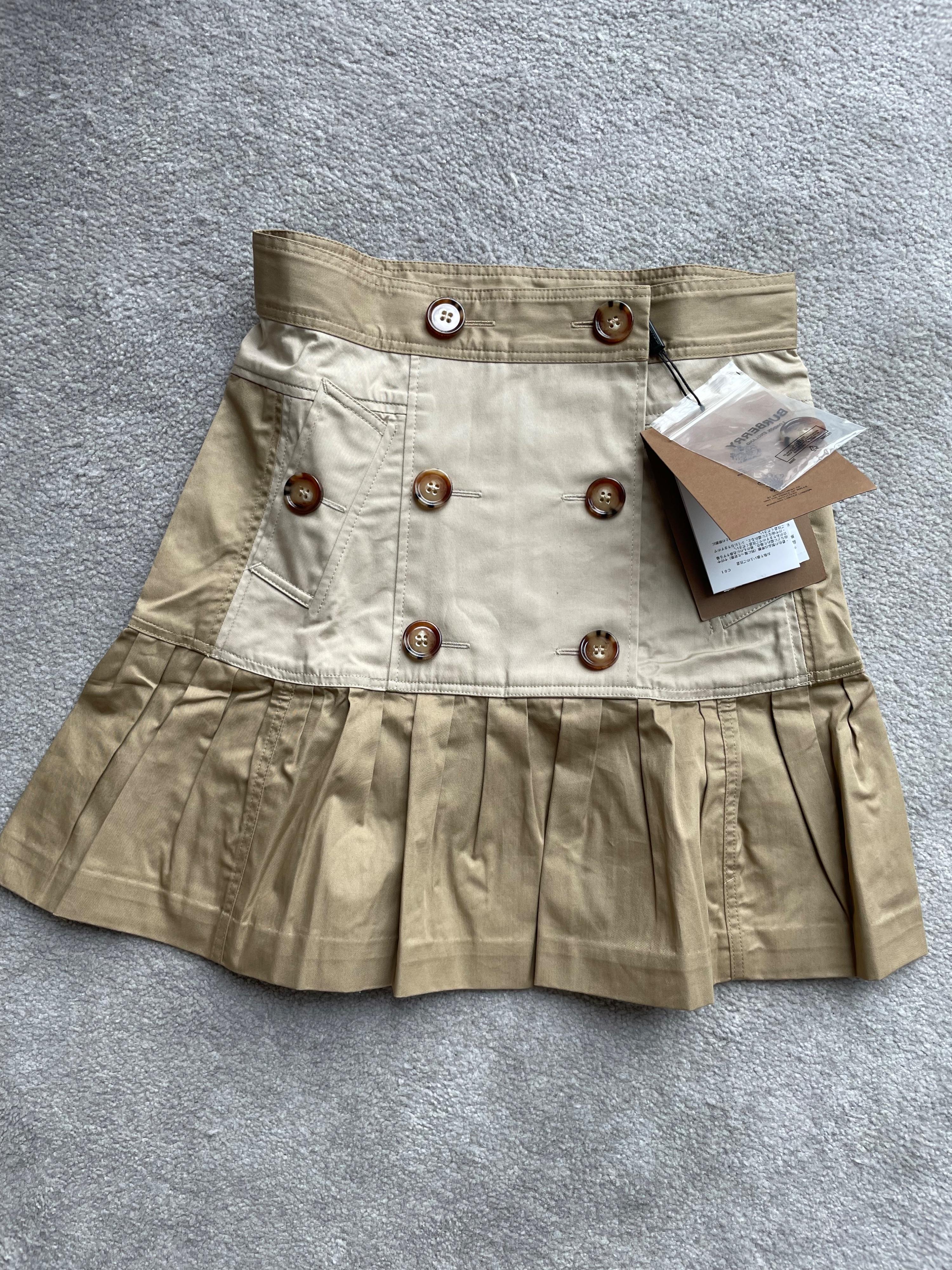 Honey cotton gabardine trench skirt