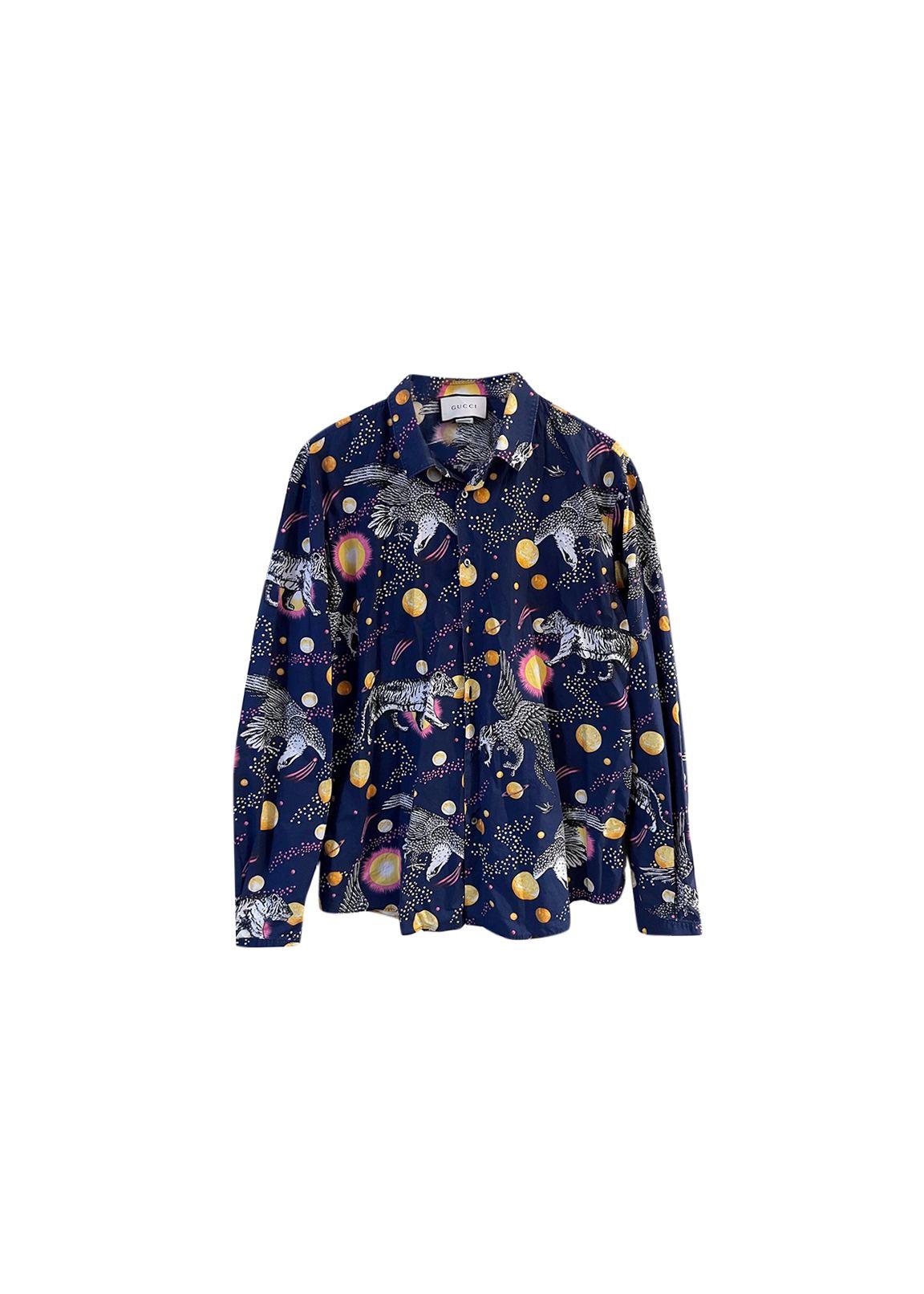 Navy space animals cotton shirt
