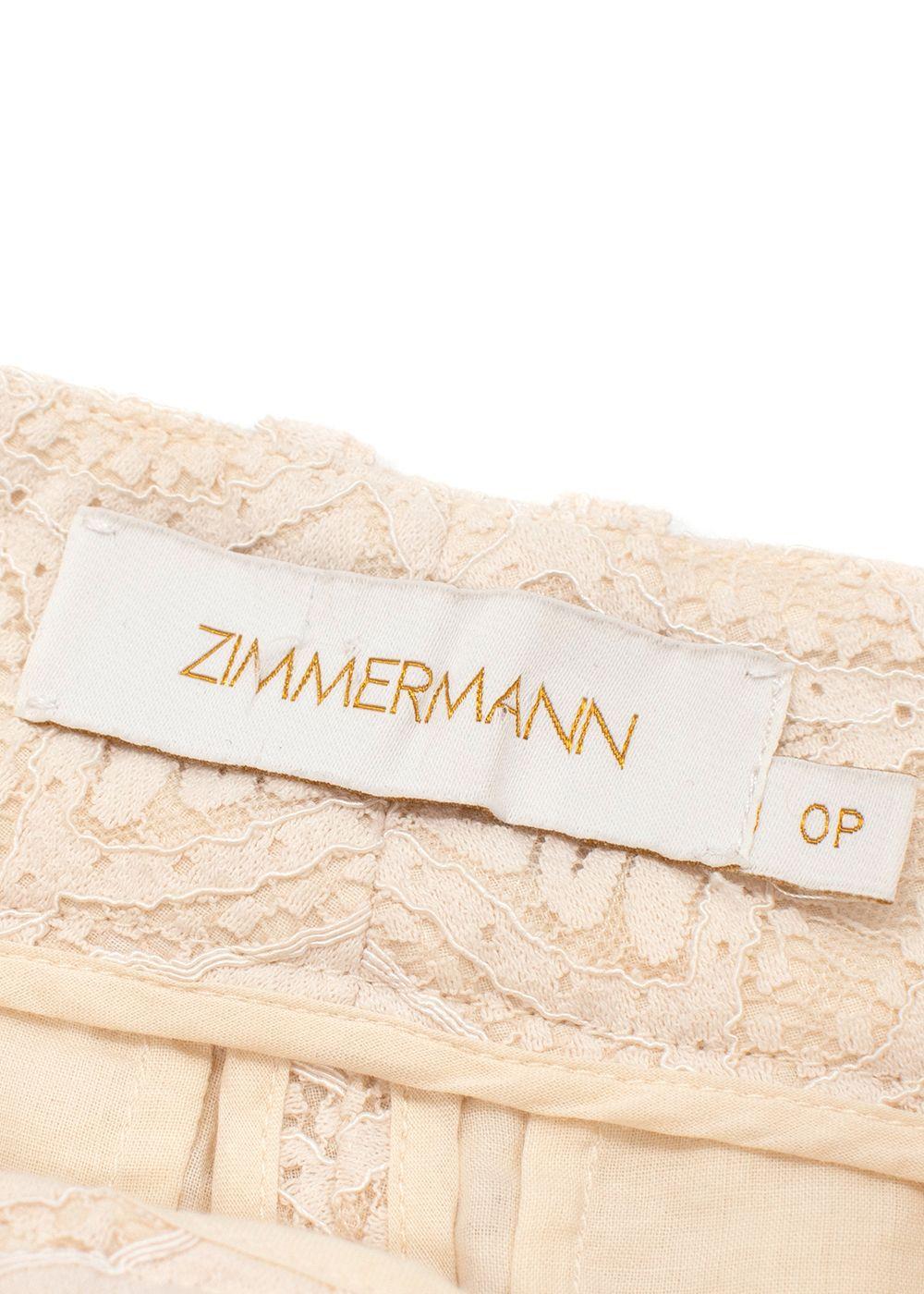 Zimmermann Cream Lace Kick Flare Trousers