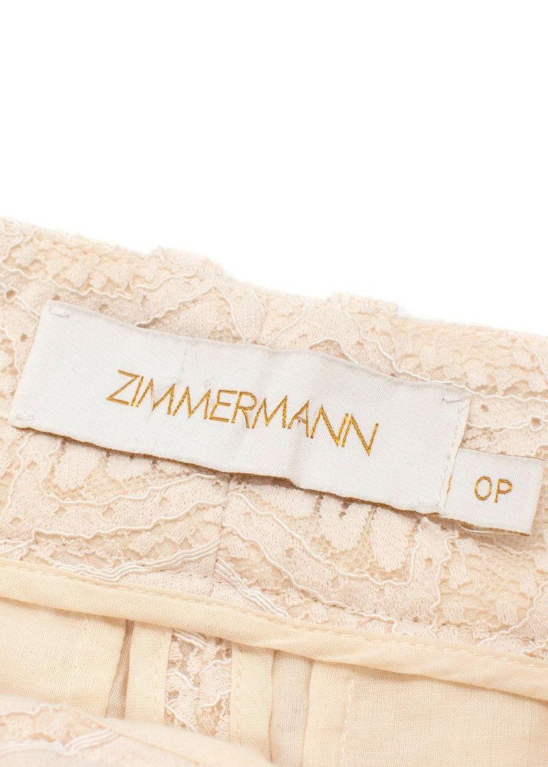 Zimmermann Cream Lace Kick Flare Trousers
