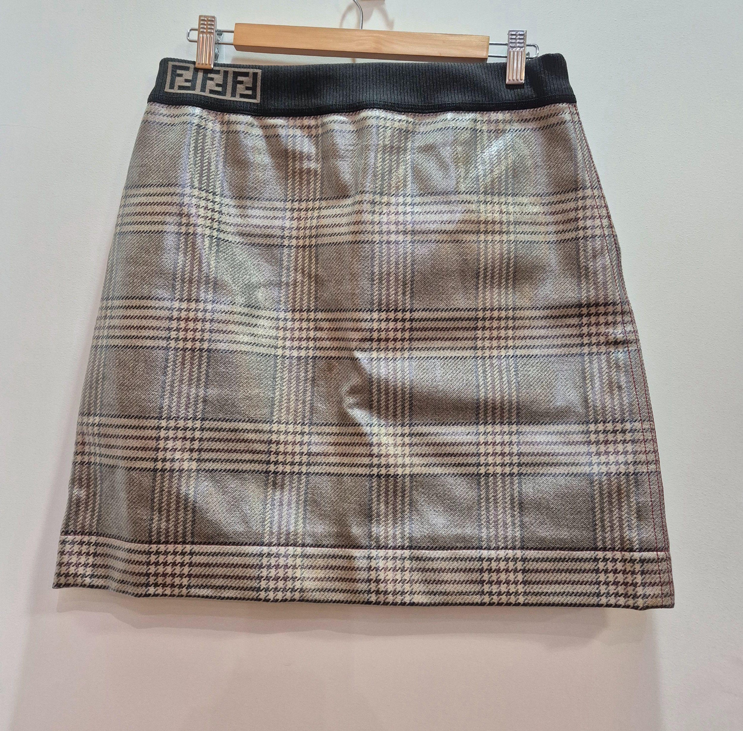Fendi Coated Checked Mini Skirt