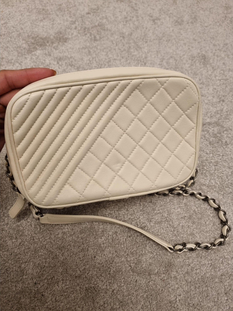 Chanel White Coco Boy Camera Bag