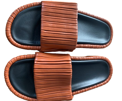 NEOUS Tan Brown Leather Slides