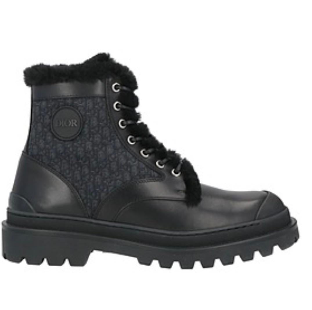 Dior Black Monogram Shearling Boots