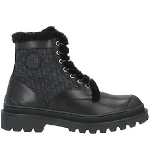Dior Black Monogram Shearling Boots