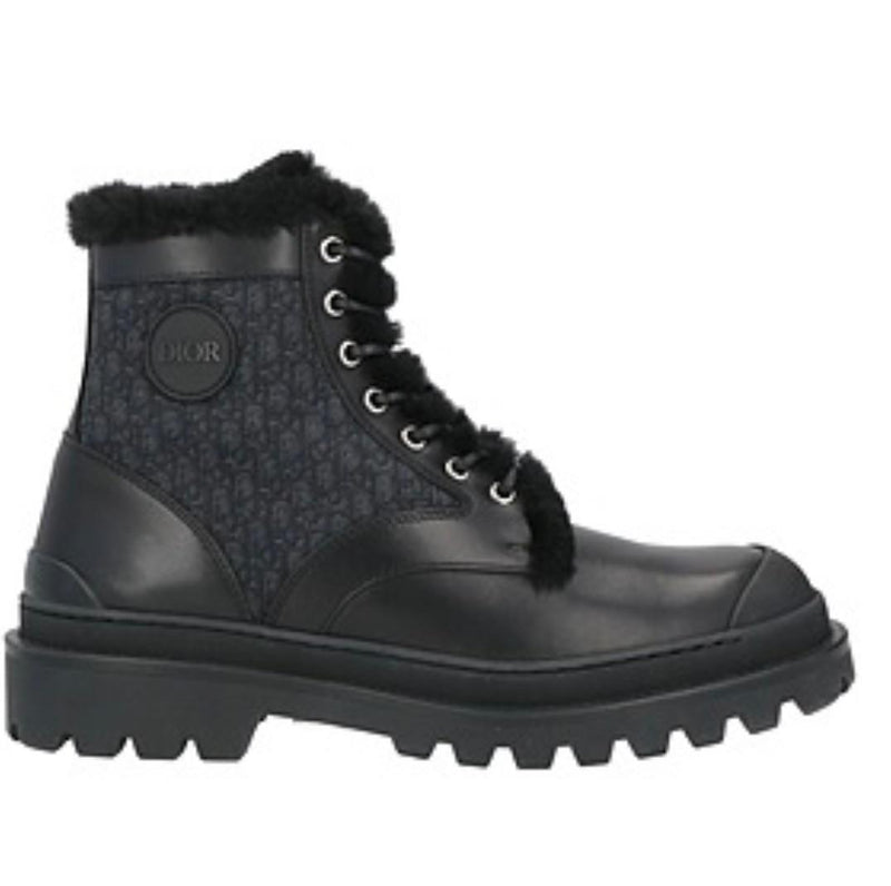 Dior Black Monogram Shearling Boots