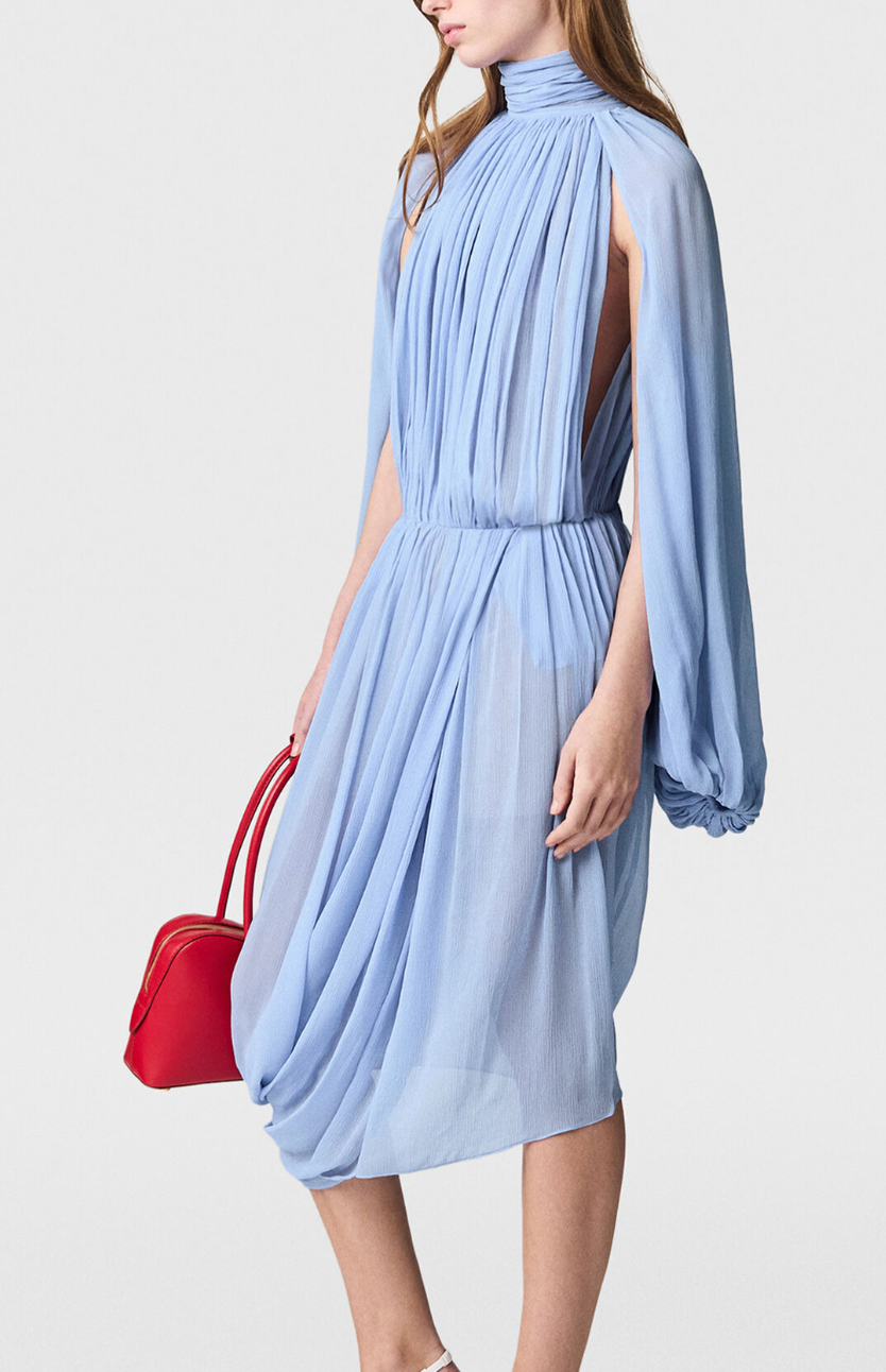 Stella McCartney Creponne Draped Silk-chiffon Midi Dress
