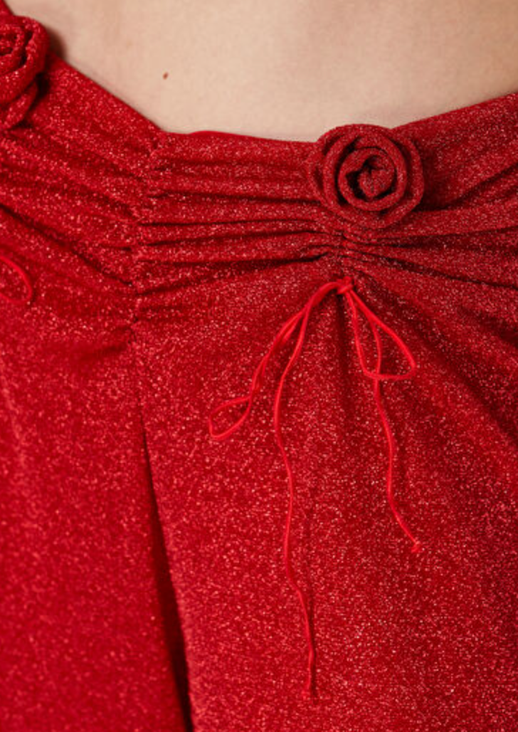 Oseree Red Roses Red Beach Pants