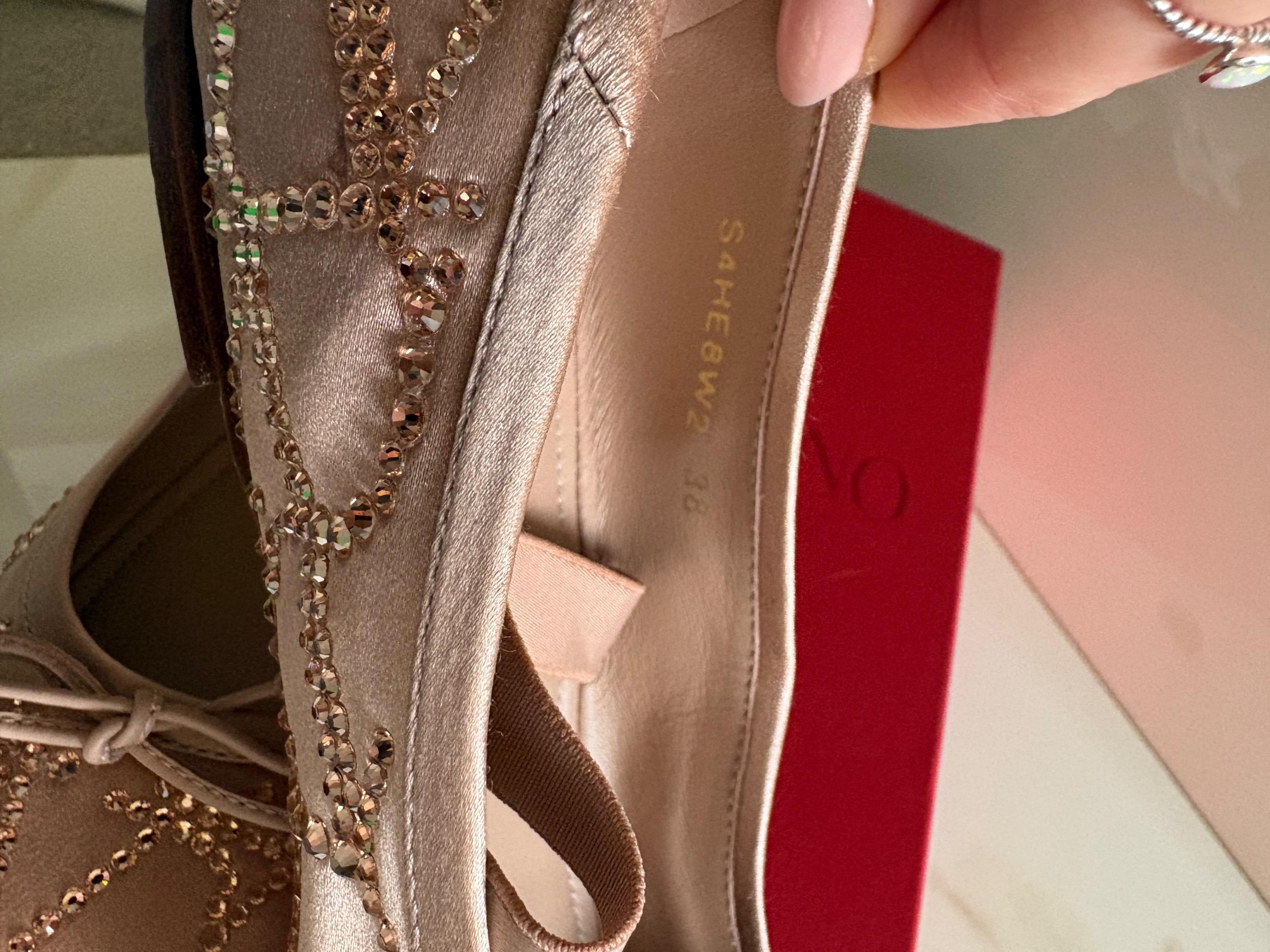 Valentino Embellished Satin Ballet Flats