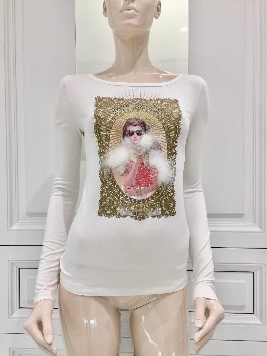 Blumarine Marabou Feather Winter White Top