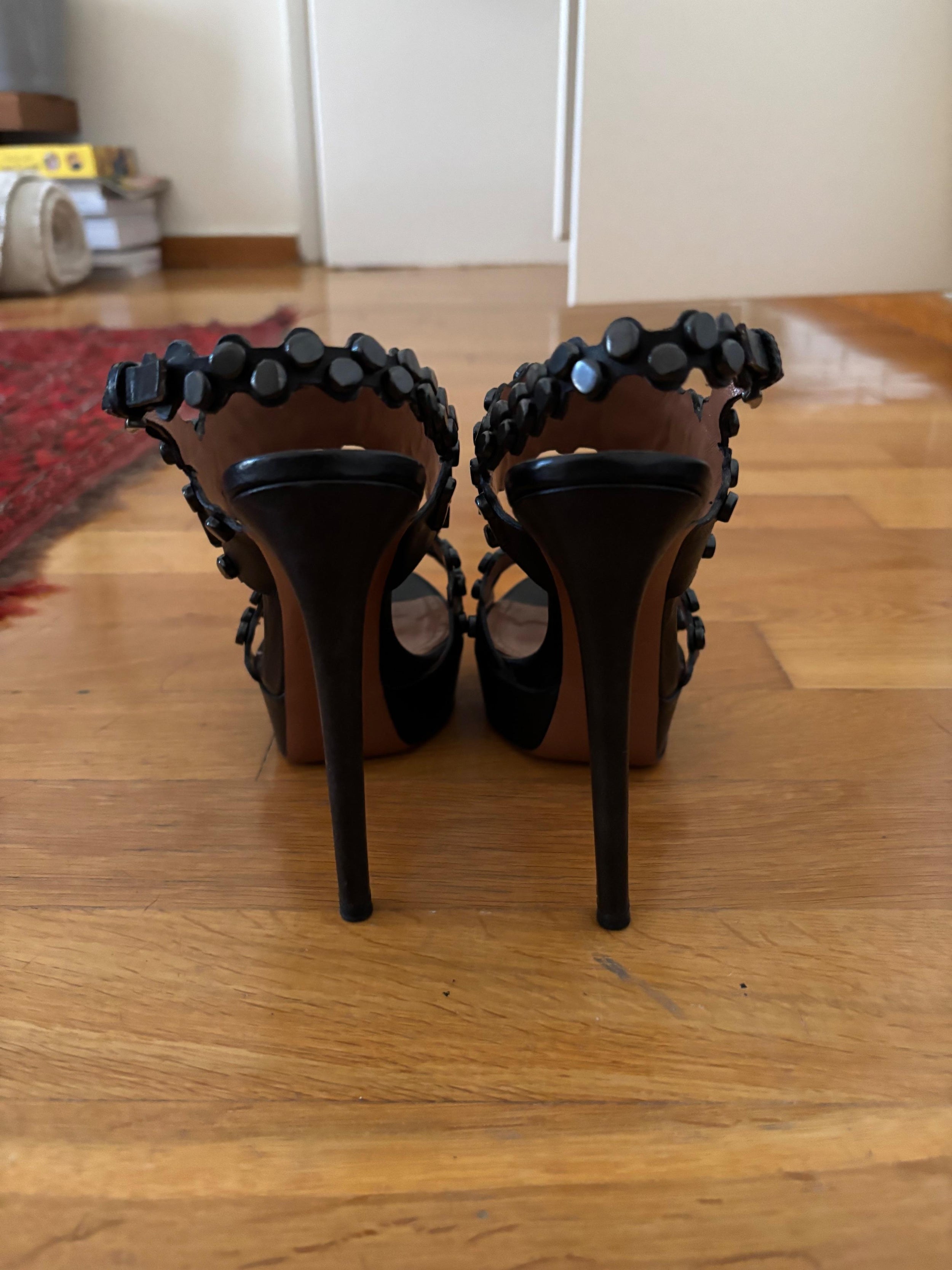 Alaia Navy Blue Platform Sandals