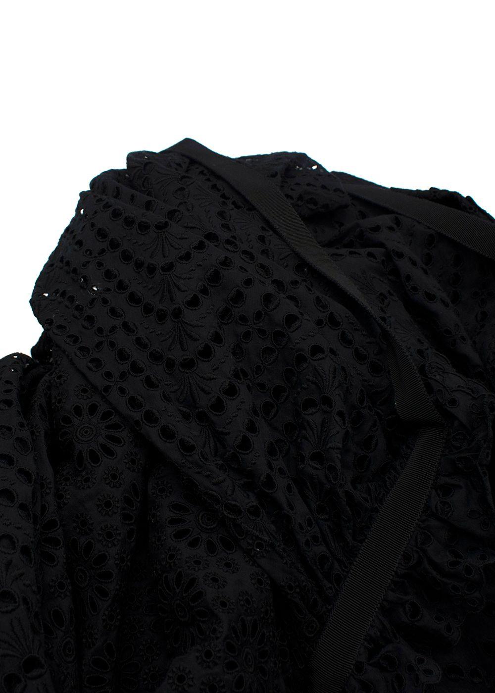 Christian Dior Black Broderie Anglaise Midi Skirt