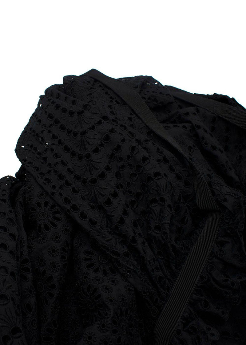 Christian Dior Black Broderie Anglaise Midi Skirt