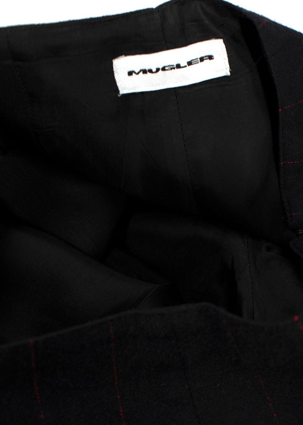 Mugler Black with Red Pinstripe Wool Trousers