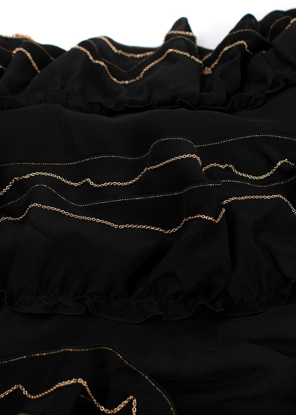 Chanel Black & Gold Tiered Chain Trimmed Scarf Top